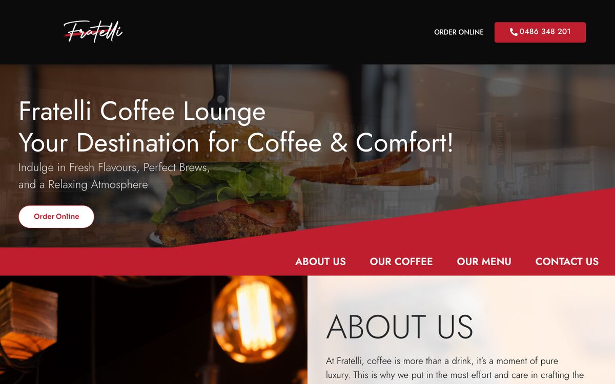 Fratelli Coffee Lounge website